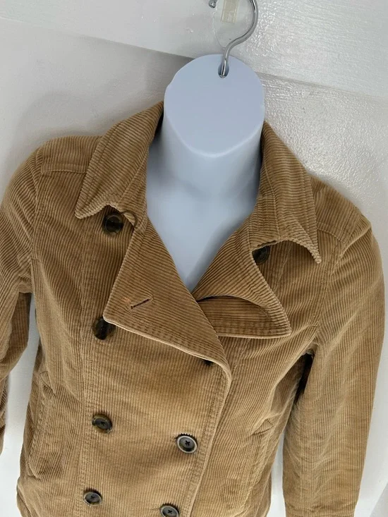 Vintage Gap Jacket Womens Medium Brown Corduroy Peacoat Trench Lined 90s Y2K - Picture 6 of 14